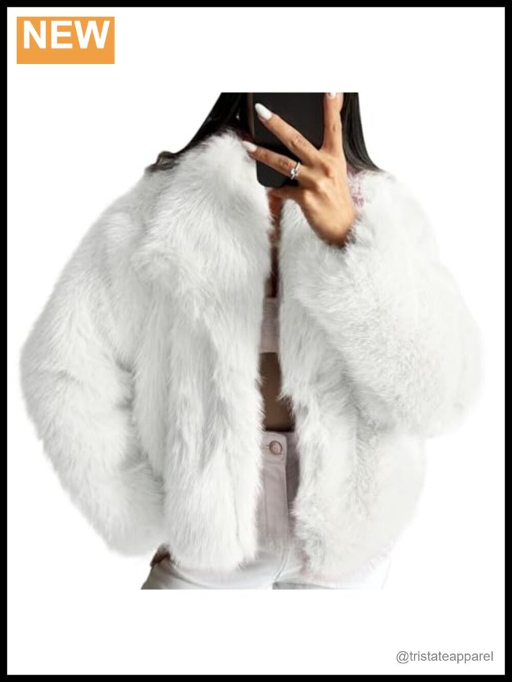 Women's Faux Fur Jacket Cozy Fuzzy Fur Coat Cropped Lapel Button Down Winter